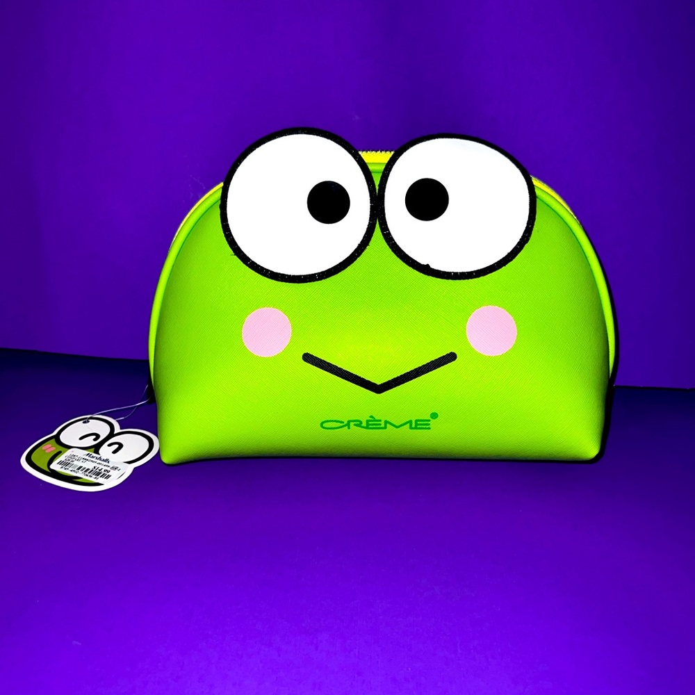 The Crème Shop x Hello Kitty Keroppi Green Travel Makeup Pouch Bag New With Tag